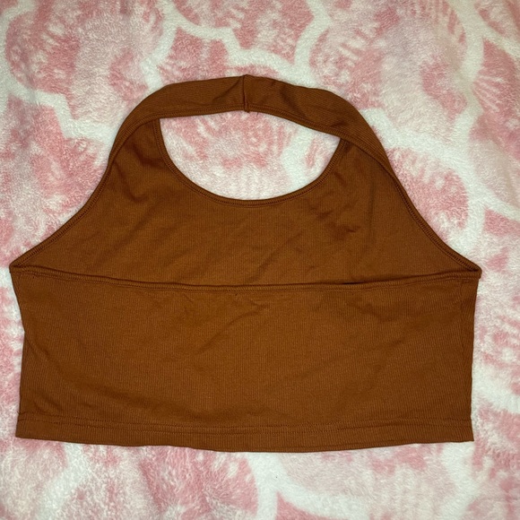 Brand new SHEIN halter top in the color brown. Perfect for fall outfits. - Picture 2 of 3